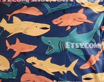 Shark Pattern Pillowcase, Queen Size, Plush or Peach Skin
