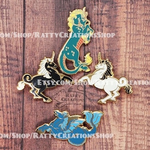 Mythical Horses hard Enamel pins unicorns / Kirin / Hippocampus