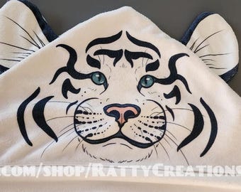 Tiger Hooded Towel, Adult Size, Lightweight Beach Bath Towel