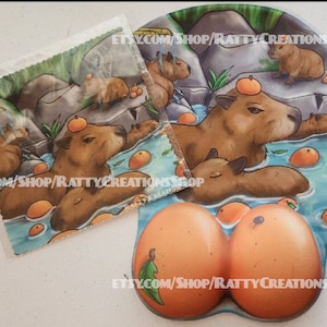 Capybara  Mousepad padded wrist Rest Orange rest