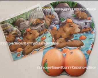 Capybara  Mousepad padded wrist Rest Orange rest