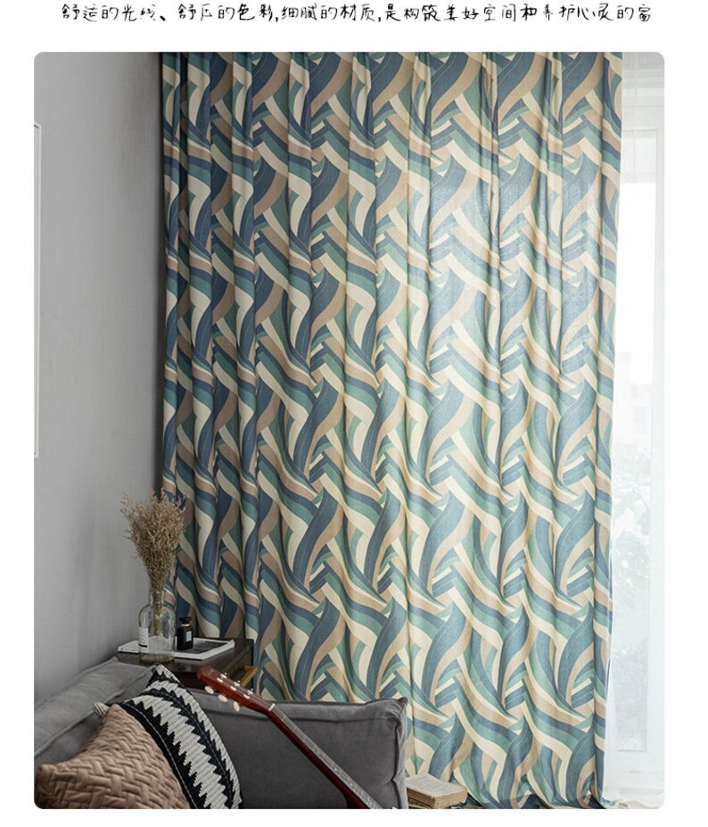 living room drapes,custom curtains,green curtains Window Treatments Custom Geometric striped curtain,cotton curtains,bedroom curtain panel