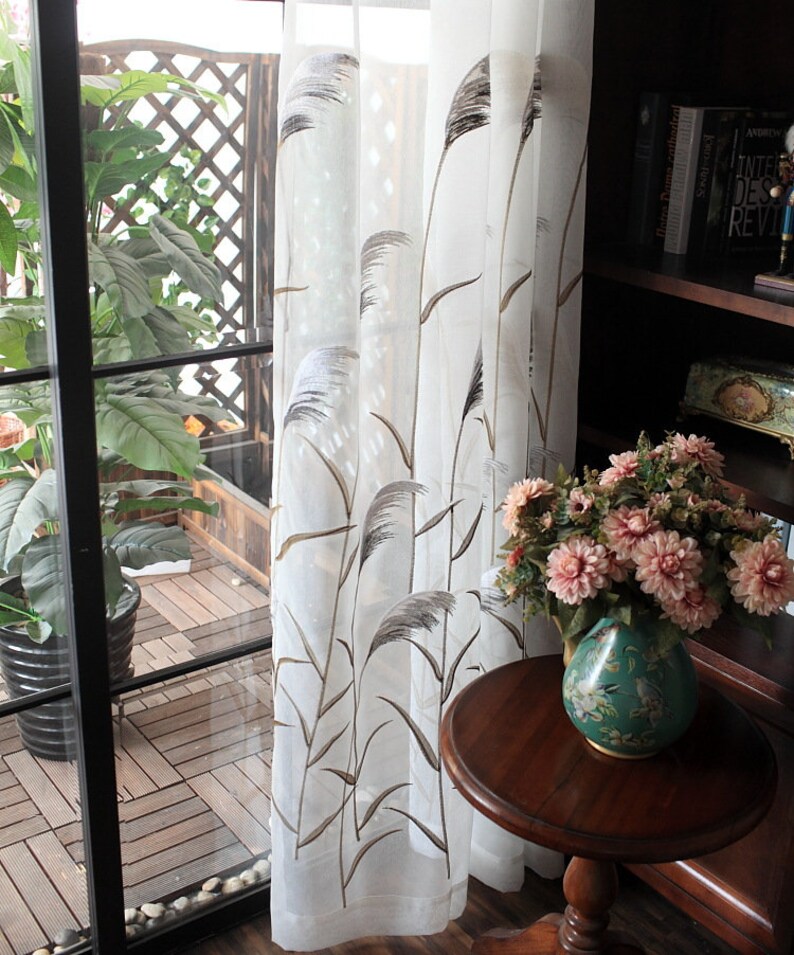 living room and bedroom sheer curtain, Custom modern sheer Curtains\uff0cfloral sheer