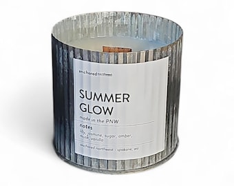 Summer Glow Wood Wick Candle, Jasmine Lily Vanilla Scent, Cozy Home Fragrance