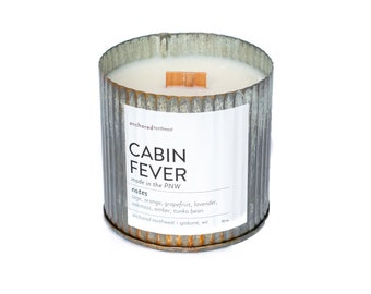 Cabin Fever | Wood Wick Candle | Rustic Home Decor | Farmhouse Vintage | Galvanized Decor | Earthy Scent | Boyfriend Gift