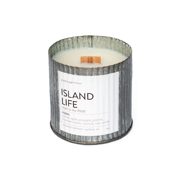 Island Life | Wood Wick Candle | Ocean Theme Decor | Beach Themed Decor | Ocean Blush | Boho Beach Decor | Beach Bachelorette