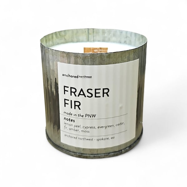 Vela de regalo de abeto Fraser / Cedro y musgo perennes / Aroma acogedor de granja invernal