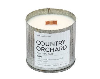 Country Orchard | Wood Wick Candle | Farmhouse Decor | Rustic Home Decor | Housewarming Gift | Homemade Candles | Pear and Apricot Candle