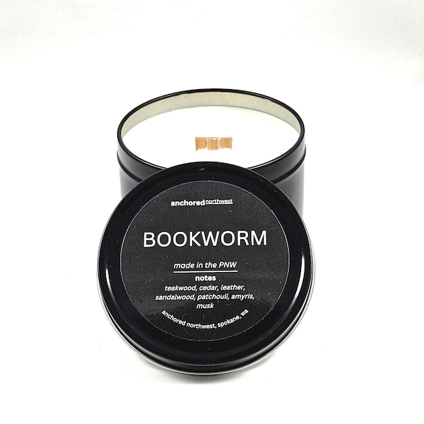 Bookworm | Book Lover Gift | Bookish Gifts | Literary Gifts | Bookish Candles | Bookish Decor | Literary Decor | Wood Wick Candle