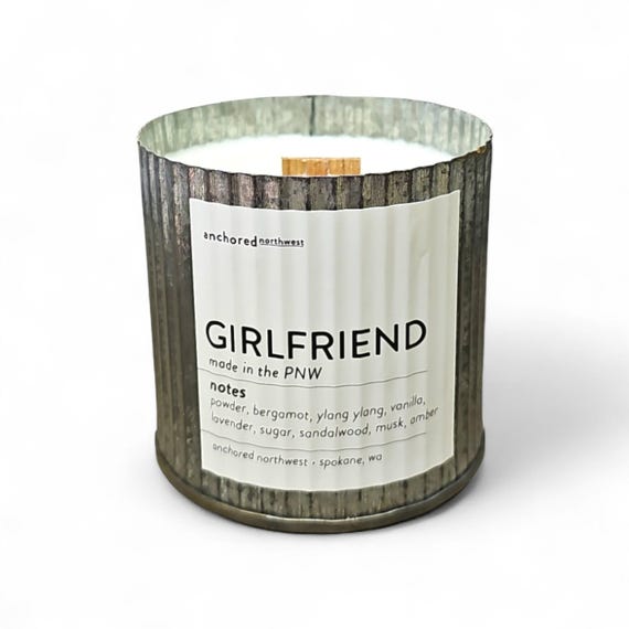 Girlfriend Wood Wick Candle | Gift for Boyfriend | Vanilla Lavender & Amber | Soft Cozy Romantic Scent