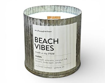 Beach Vibes | Coastal Aesthetic Candle | Beachcore Decor | Wood Wick Candle