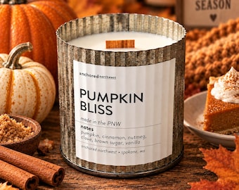 Pumpkin Bliss Candle | Fall Pumpkin Spice Soy Candle | Wood Wick Autumn Candle | Cozy Fall Home Decor | Luxury Pumpkin Candle