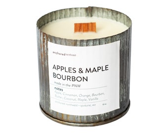 Apples & Maple Bourbon | Wood Wick Candle | Fall Candles | Fall Decor | Christmas Candles | Holiday Candle | Winter Candle | Pumpkin Spice