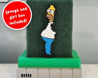 Homer Simpson Sponge Holder - The Simpsons Bush Meme Gift - High Quality 3D Print, Sponge Included