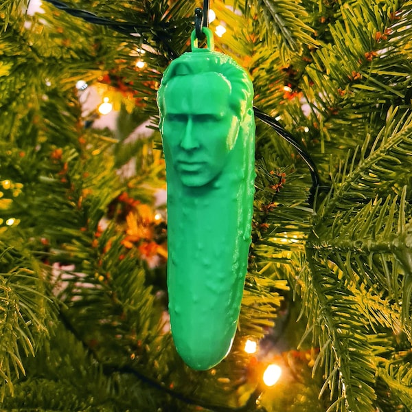 Picolas Cage Hanging Christmas Tree Decoration - Nicolas Cage Pickle Meme Christmas Ornament - High Quality 3D Print