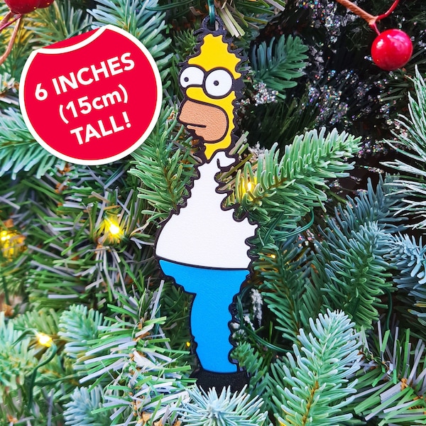 Homer Simpson Hanging Christmas Tree Decoration - The Simpsons Bush Meme Bauble - High Quality Large 3D Print