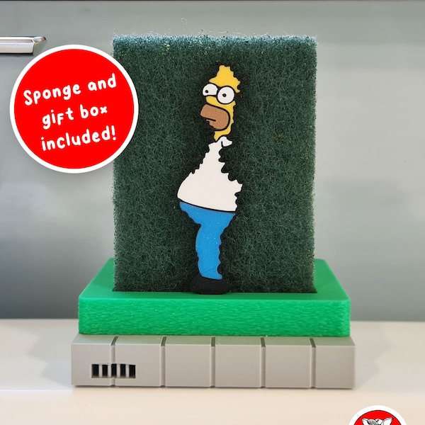 Homer Simpson Sponge Holder - The Simpsons Bush Meme Gift - High Quality 3D Print, Sponge Included