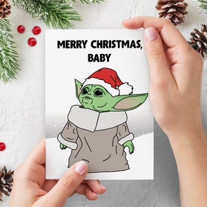 ベビーヨーダのクリスマスカード「ベビー」 | スターウォーズ マンダロリアン | チャイルド かわいいクリスマスカード | おもしろいクリスマスカード