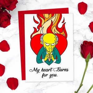 Mr Burns Funny Simpsons Valentines Day Card pour lui pour elle | Carte de Saint Valentin mignonne | Carte d'anniversaire | Pour petit ami, pour petite amie