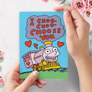 I Choo Choo Choose You Funny Simpsons Anniversary Card para él para ella / Linda tarjeta de San Valentín / para esposo esposa para novio novia