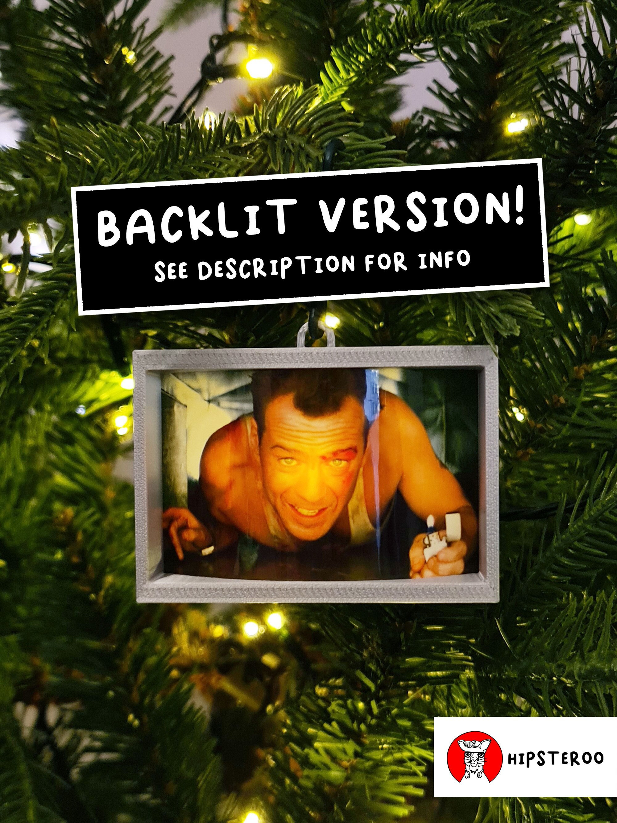 Die Hard Christmas Tree Decoration (Backlit Version) - Vent Scene Bauble - High Quality Large 3D Print