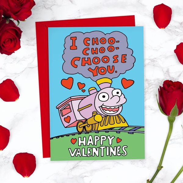 I Choo Choo Choose You Simpsons Tarjeta divertida del día de San Valentín para él para ella / Linda tarjeta de aniversario / Para novio, para novia