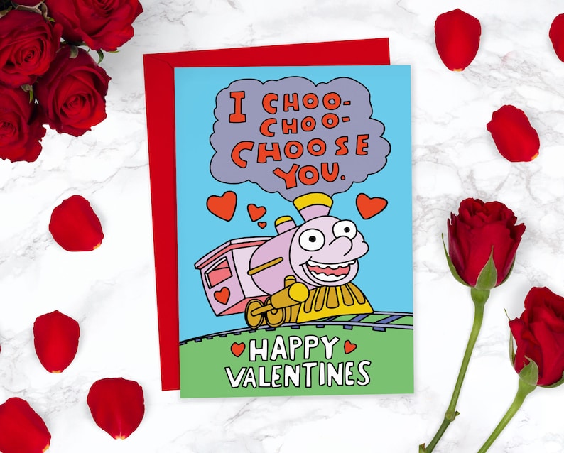 I Choo Choo Choose You Simpsons Funny Valentines Day Card For Him For Her Cute Anniversary Card For Boyfriend, For Girlfriend image 1