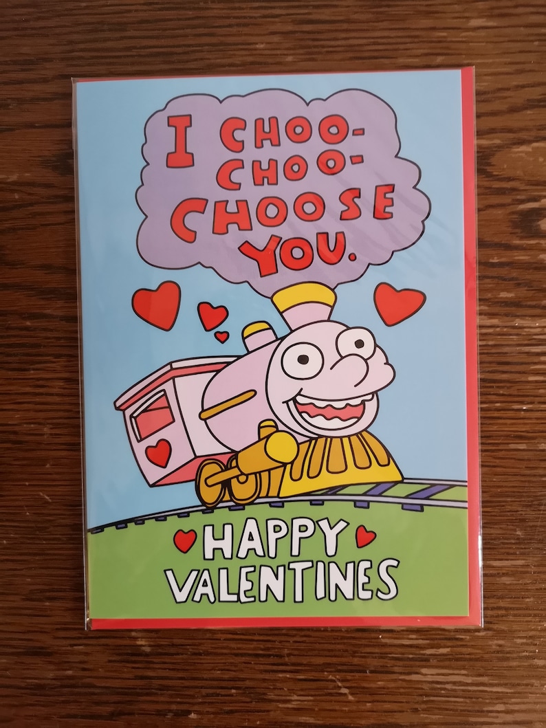 I Choo Choo Scegli te Simpsons Biglietto di San Valentino divertente per lui Per lei / Biglietto di anniversario carino / Per fidanzato, Fidanzata immagine 5