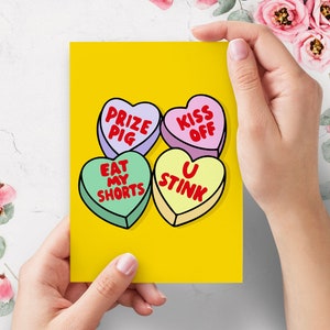 Bart Simpson Candy Hearts Lustige Simpsons Valentinstag Karte | Niedliche Valentinskarte | Jubiläumskarte | Für Freund, Für Freundin