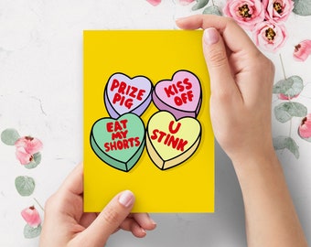 Bart Simpson Candy Hearts Funny Simpsons Valentines Day Card | Cute Valentines Card | Anniversary Card | For Boyfriend, For Girlfriend
