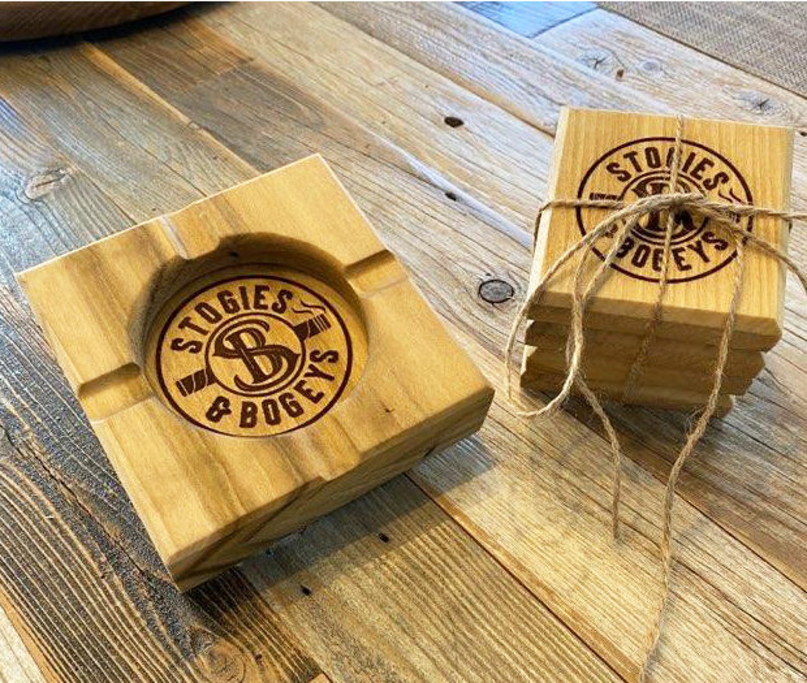 Personalized Cigar Ashtrays Real Hardwood Etsy