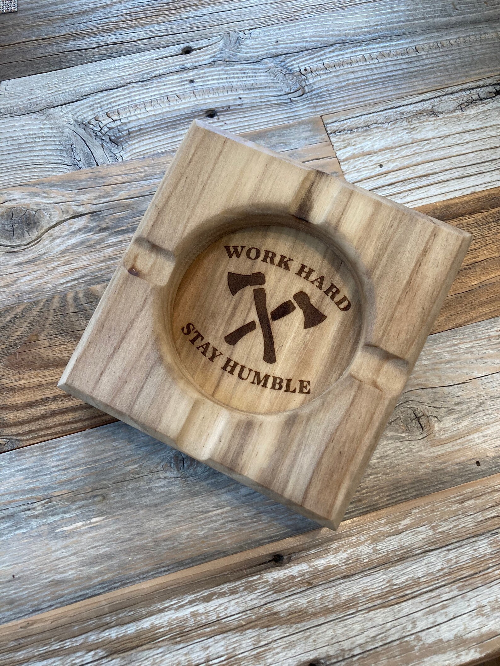 Personalized Cigar Ashtrays Real Hardwood Etsy