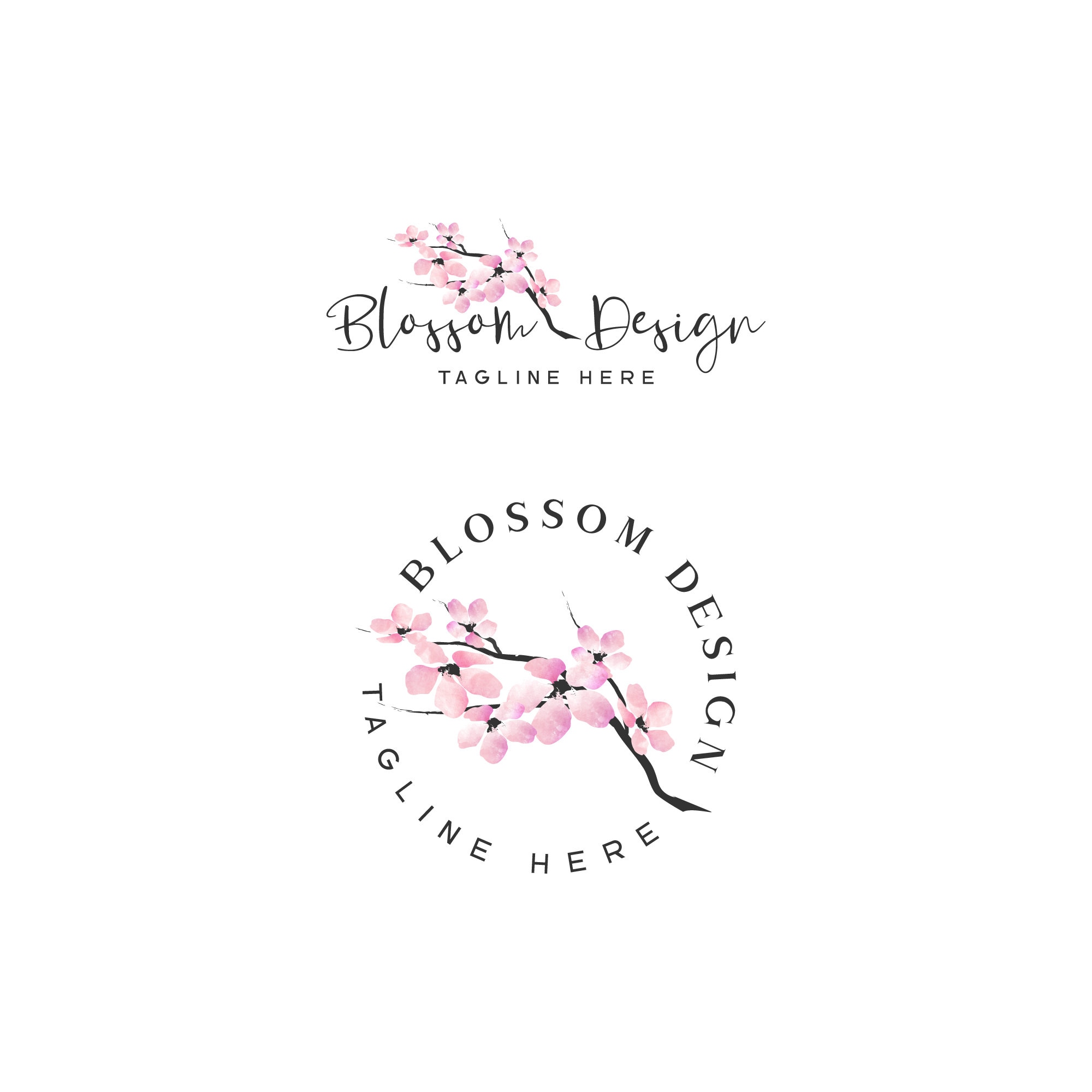 Premade Cherry Blossom Logo&business Card, Branding Kit Premade Cherry Blossom Logo&business Card, Branding Kit