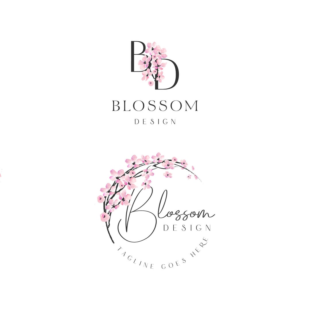 Premade Cherry Blossom Logo, Sakura Logo for a for a Wedding
