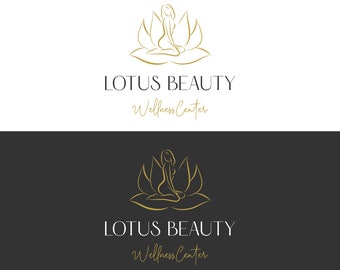 Vorgefertigtes, minimalistisches, Luxus-Logo für Hautpflege-Spa, Beauty-Studio, Lotus-Körperskulptur, Wellness, Massage. One Line Zeichnung Silhouette einer Frau