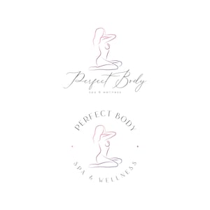 Premade Minimalist Luxury  Logo for Skincare Spa, Beauty studio,  body sculpt, wellness, massage. One line drawing Woman silhouette,