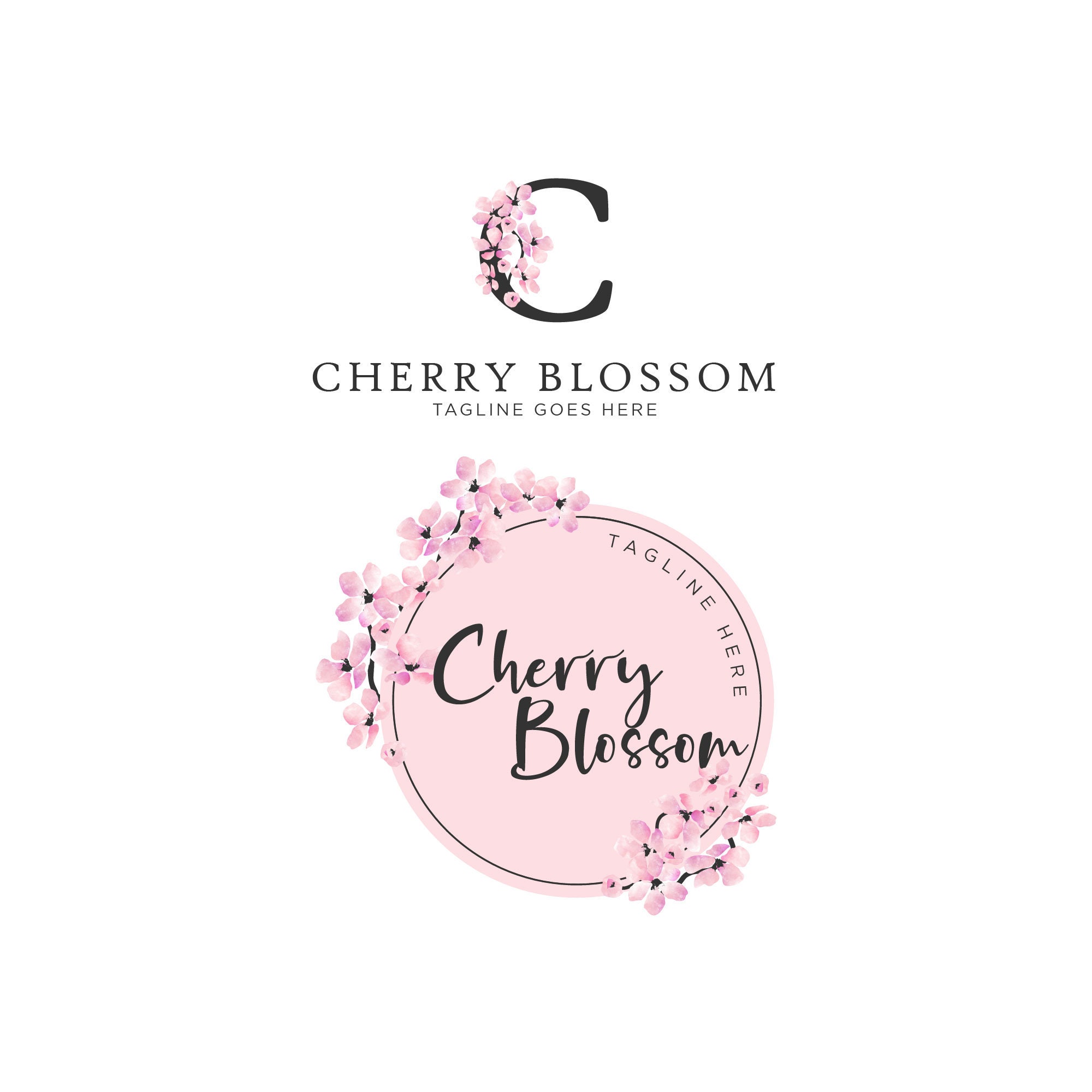 Premade Cherry Blossom Logo, Sakura Logo for a for a Wedding
