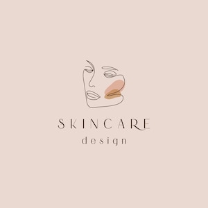 Premade Minimalist Luxury  Logo for Face Skincare Spa, Face lifting,  face sculpt, wellness, makeup logo design. Woman face line drawing.