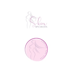 Premade Minimalist Luxury  Logo for Skincare Spa, Beauty studio,  body sculpt, wellness, massage. One line drawing Woman silhouette,