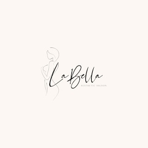 Premade Minimalist Luxury  Logo for Skincare Spa, Beauty studio,  body sculpt, wellness, massage. One line drawing Woman silhouette,