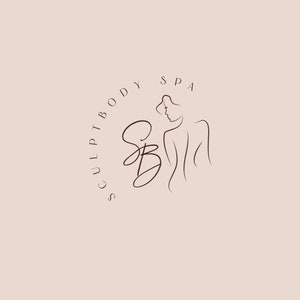 Premade Minimalist Luxury  Logo for Skincare Spa, Beauty studio,  body sculpt, wellness, massage. One line drawing Woman silhouette,