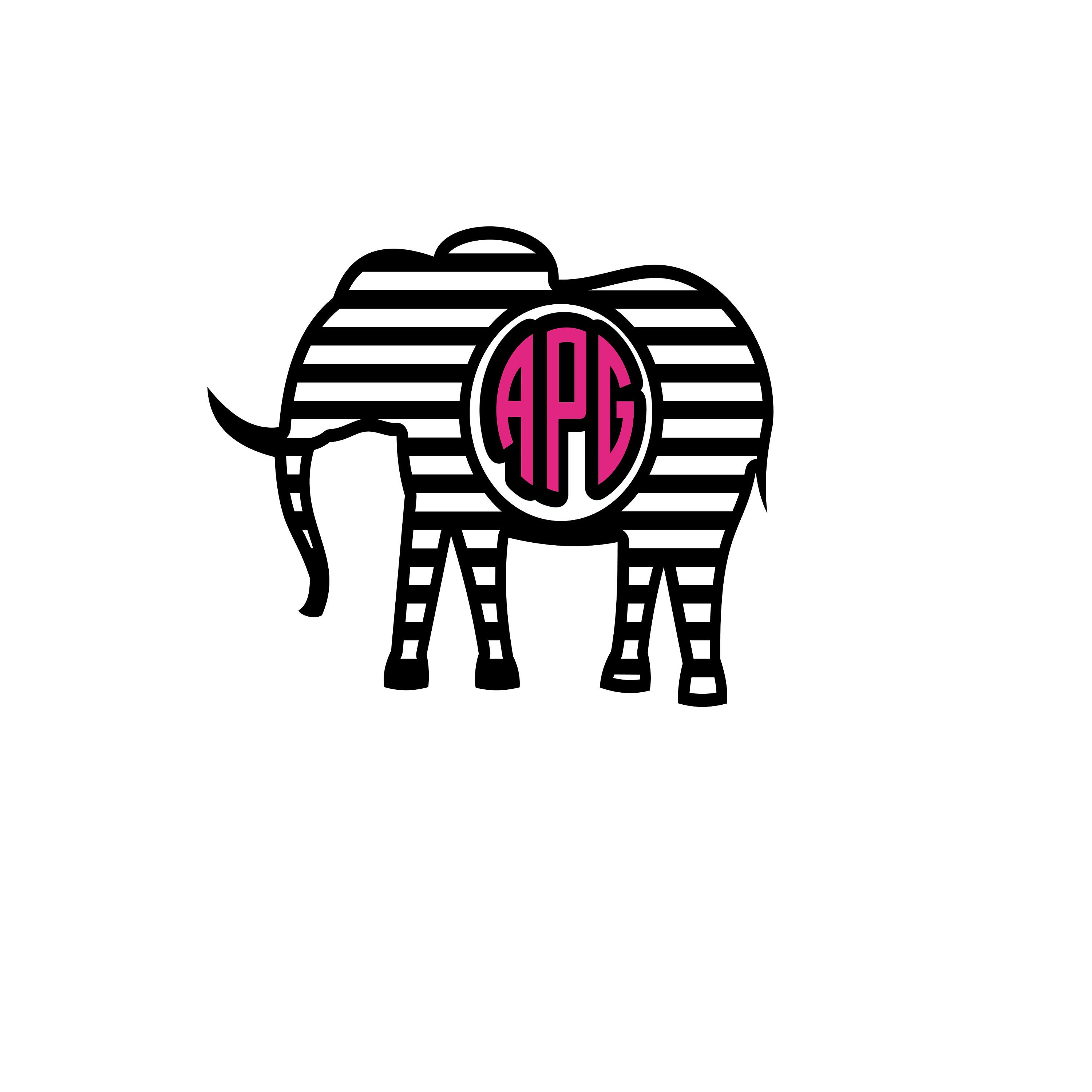 Elephant monogram decal Etsy