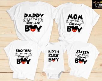 Camisas de la familia de cumpleaños de Disney, Camisas de cumpleaños de Mickey Mouse, Papá del cumpleañero, Mamá del cumpleañero, Camiseta de la familia mouse