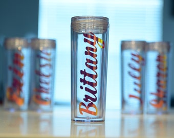 Personalisierter Becher, Acrylbecher, Brautjungfernbecher, Brautjungfern Geschenk, Personalisierter Becher mit Stroh, Glas Wasserflasche, Skinny Cups