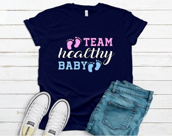 Gender reveal shirt, Team healthy baby, Team boy and Team girl, Gender reveal tees, Baby shower shirts, Gender reveal party shirt
