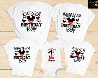 Camisas de la familia de cumpleaños de Disney, Camisas de cumpleaños de Mickey Mouse, Papá del cumpleañero, Mamá del cumpleañero, Camiseta de la familia mouse