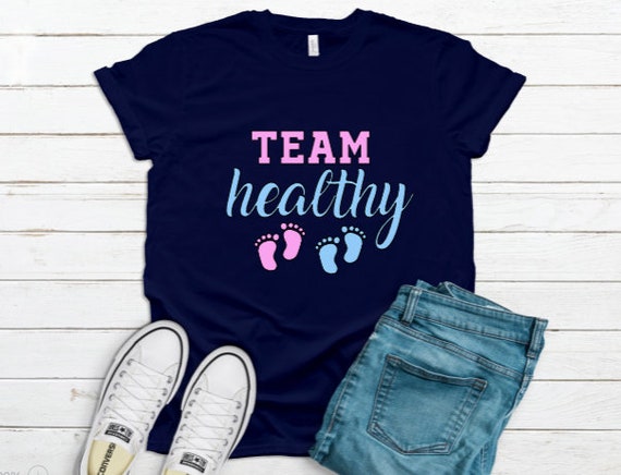 Team Healthy Baby Pink Blue Gender Reveal Baby Shower Shirt Team Healthy Baby Pink Blue Gender Reveal Baby Shower Shirt