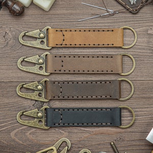 Personalized Leather Keychain, Custom Engraved Key Chain Gifts For Men and Birthday, Monogram Key Fob Gift For Boyfriend, HK Keychain