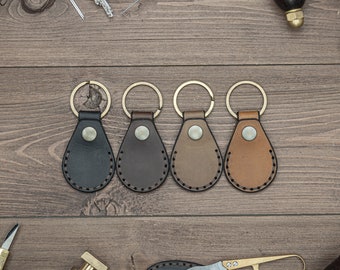 Personalized AirTag keychain, Apple AirTag dog collar leather case holder, Custom leather key fob organizer, gift for men - Teardrop