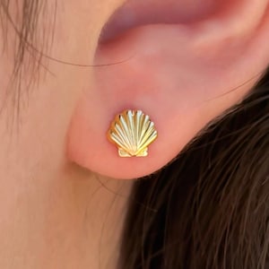 Dainty Seashell Stud Earrings | 14K Gold Filled or Sterling Silver
